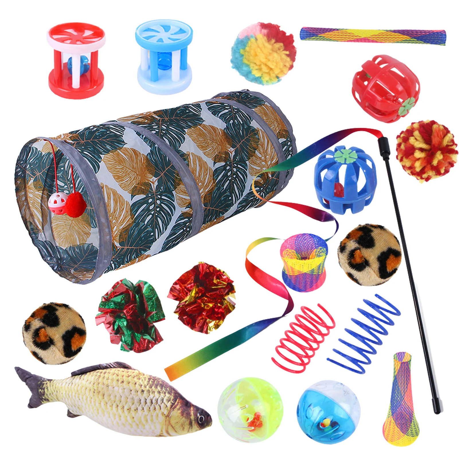

20-PCS Kitten Toys Set Kitten Toys Assortments Set Cat Interactive Toy Variety Funny Crinkle Balls Toys Catnip Fish For Cat Pupp