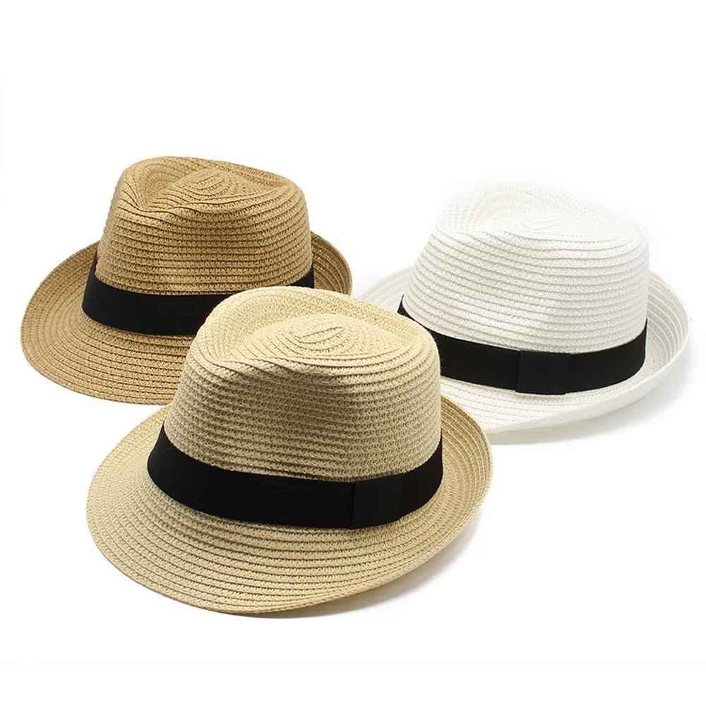 Summer Sun Hats For Men Straw Panama Caps 57-58cm Fold Simple Small Brim Design Outdoor Vacation Beach Cool Breathable TY0105