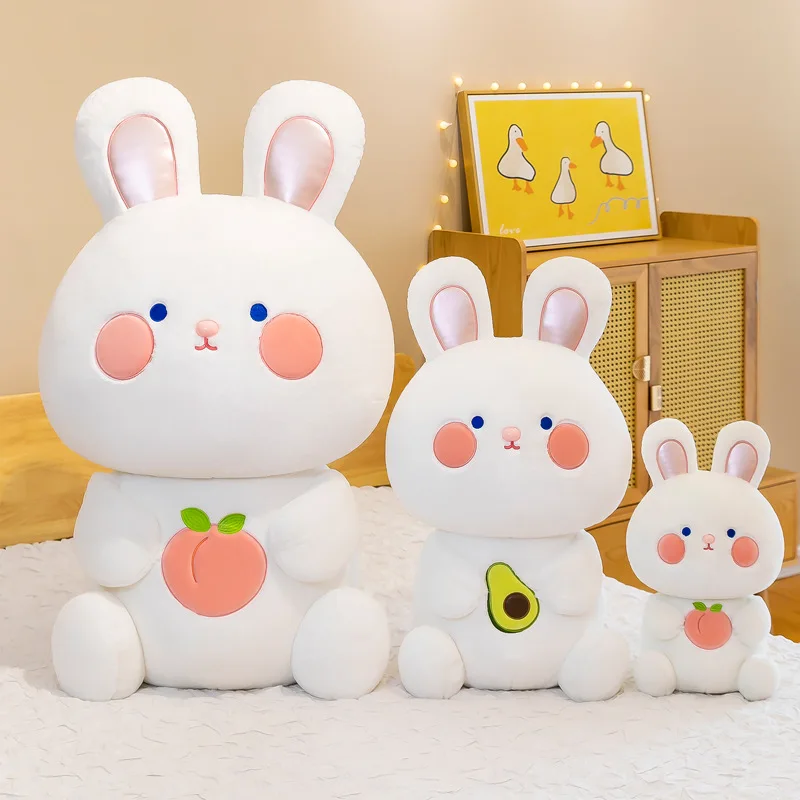 

Rabbit Fruit Peach Pattern Plush Stuffed Toys Room Decor Pillow Sofa Soft Animals Kawaii Cute Decoration Bedroom Kid Girls Gifts