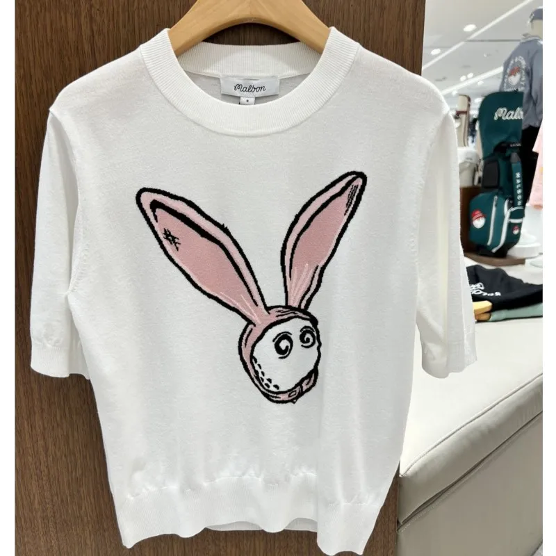  Golf Summer Short Sleeve Sweater Crew Neck Pullover Tops Knit Sweater For Women