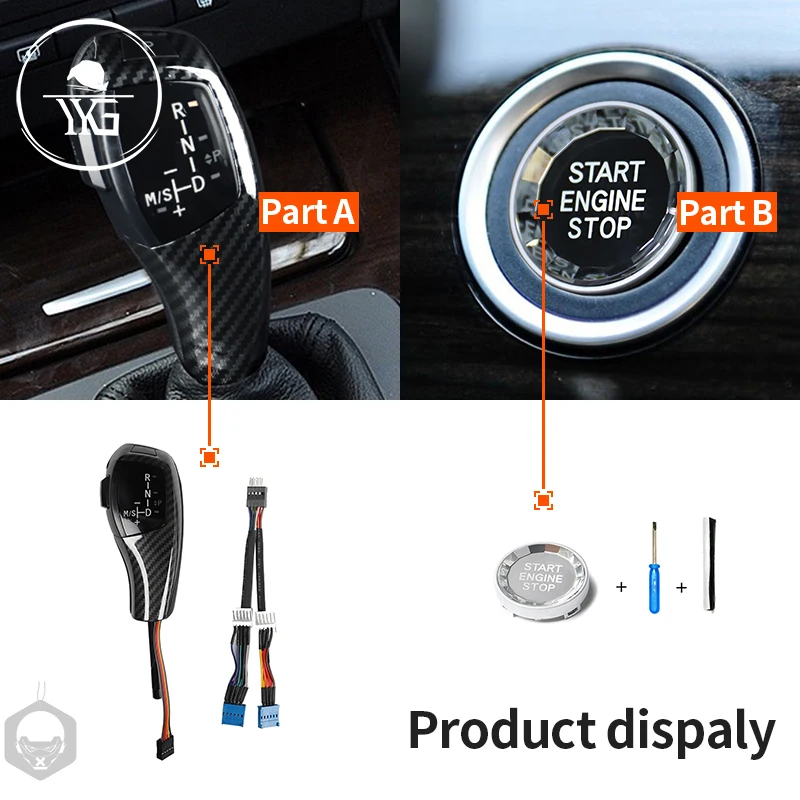 

For BMW E90 E91 E93 E81 E82 E84 E87 E88 E89 Shift Knob Automatic Gear Shift Knob Fitment Modification With Engine Button Sets
