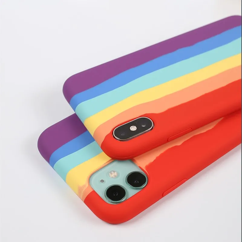 Оригинальный Радужный силиконовый чехол для iPhone 13 12 Pro Max Mini SE 2020 7 8 6 6S Plus 11 XS XR X