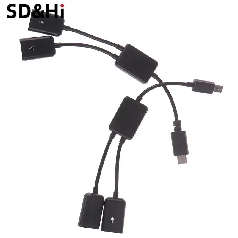 

1 шт., кабель-переходник с Micro USB/ Type C на 2 OTG