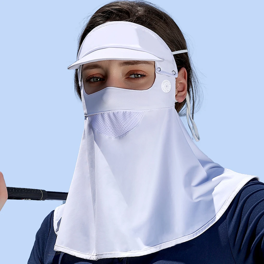 

Ice Silk Sunscreen Mask Women Summer Anti-UV Quick-drying Face Cover Scarf Breathable Lady Neck Protection Hanging Ear Headband