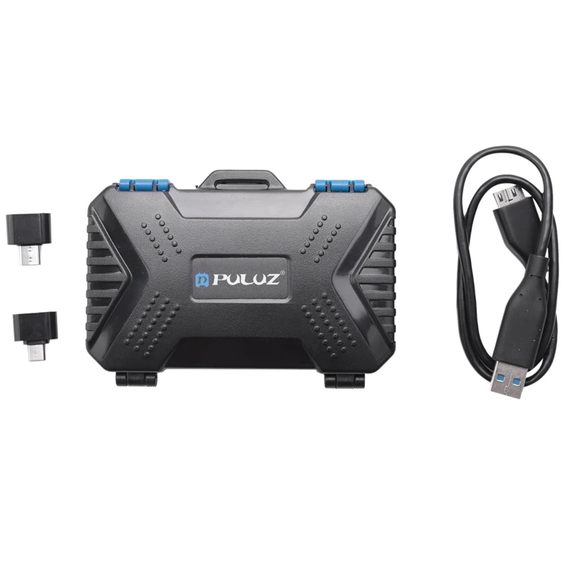 

PULUZ устройство для чтения карт памяти USB 3,0 SD CF TF с функцией OTG и 21 слотом водонепроницаемый чехол для SD CF TF SIM-карт чехол держатель для стола