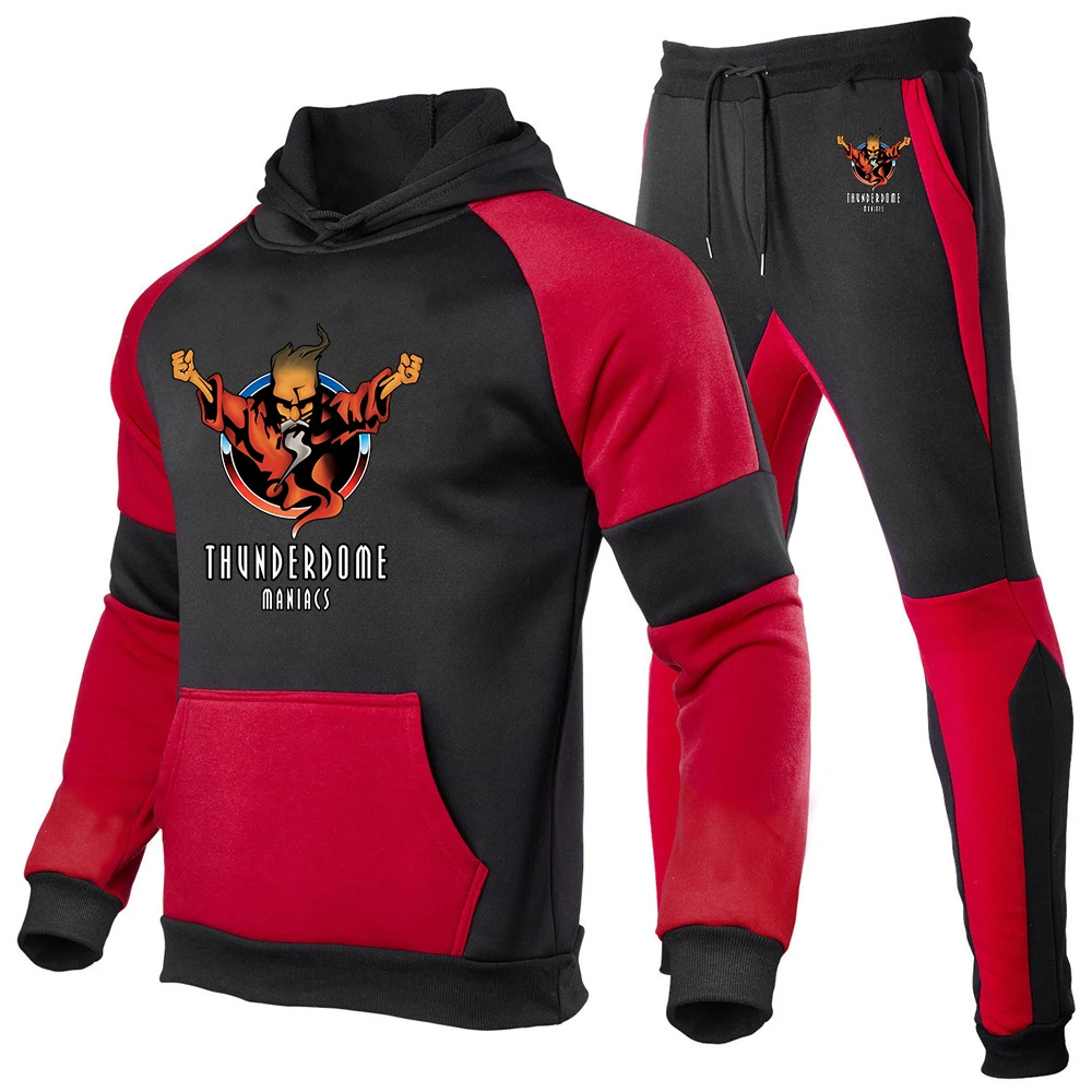 

2021 New Men's Spring and Autumn Thunderdome Printing Fashion Spliced Pullover High Quality Hoodie+Casual Sweatpants 2-Piece Set