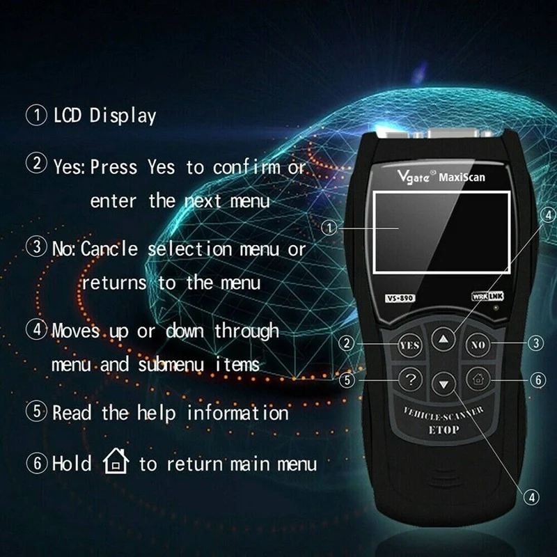 2X универсальный сканер OBD2 Многоязычный и диагностический инструмент VS890