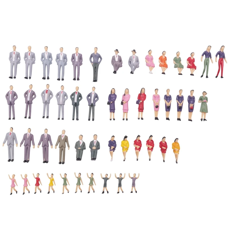 

50pcs G Scale 1:30 Mix Painted Model People Train Park Street Passenger Figures