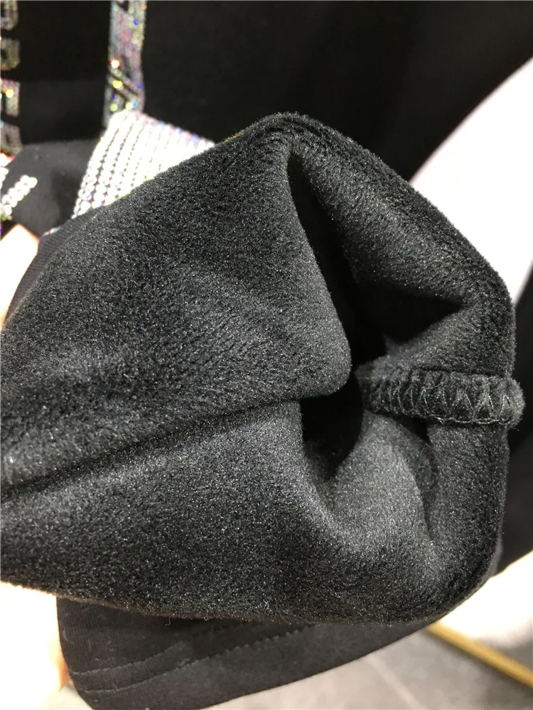 Thicken Velvet Women Bottoming Pants New Autumn Winter Blingbling Letters High Waist Stretch Pencil Pants Outwearing Leggings