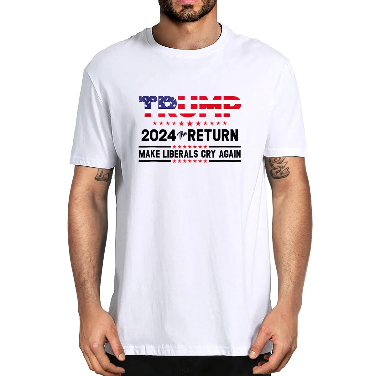 

Trump 2024 The Return Make Liberals Cry Again Tee 100% Cotton Summer Men's Novelty Oversized T-Shirt Women Casual Streetwear