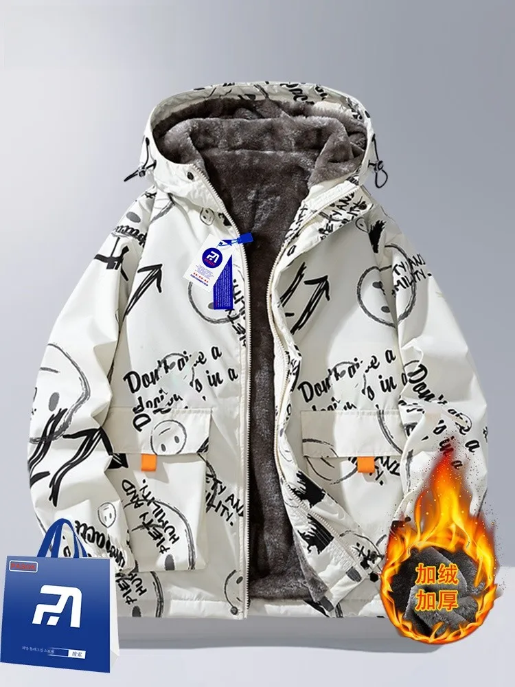 Мужская куртка 2024 осенне-зимняя утолщенная теплая модная брендовая толстовка с