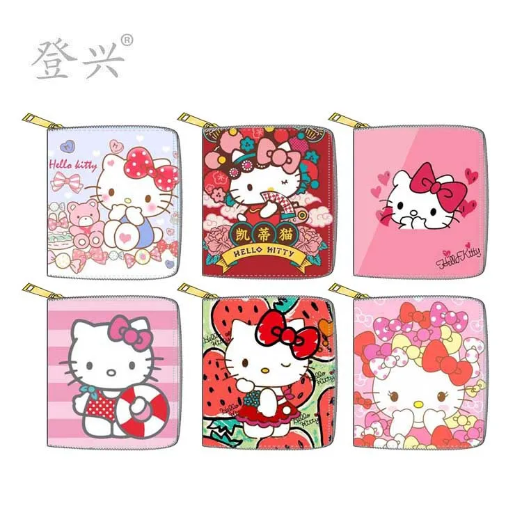 

Sanrio Kawaii Hello Kitty кошелек для монет женский милый кошелек маленькая сумочка кошелек для девушек короткий кошелек на молнии