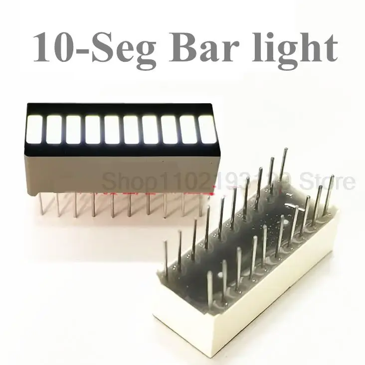 

20pcs white 10 grid digital segment LED light bar 10 flat tube 25x10mm red light ten cell surface flat tube