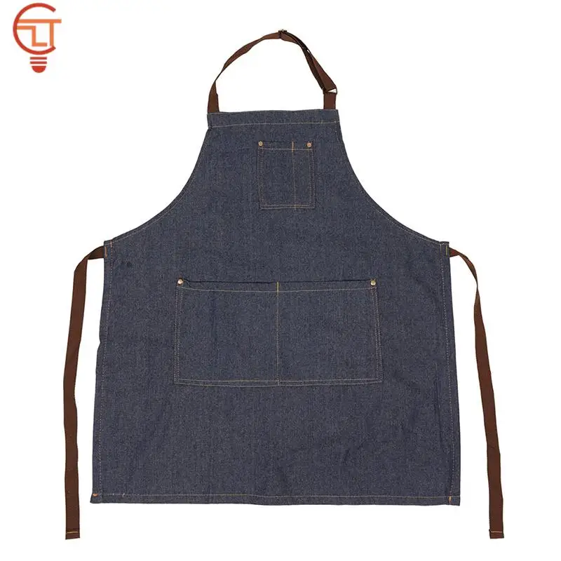 

1pcs Practical 71x65cm Blue Denim Simple Aprons Uniform Unisex Jeans Aprons Men's Lady's Kitchen Cooking Gifts