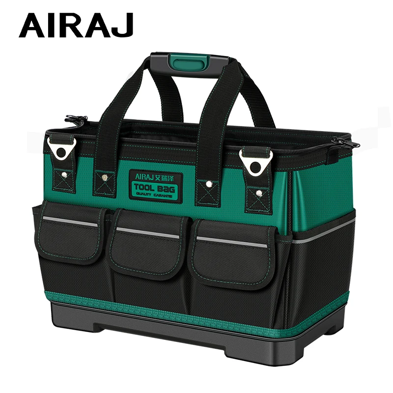 AIRAJ 2023 New Tool Bag with Reflective Strip 1680D Oxford Cloth Electrician Bag Multi-Pocket Waterproof Anti-Fall Storage Bag