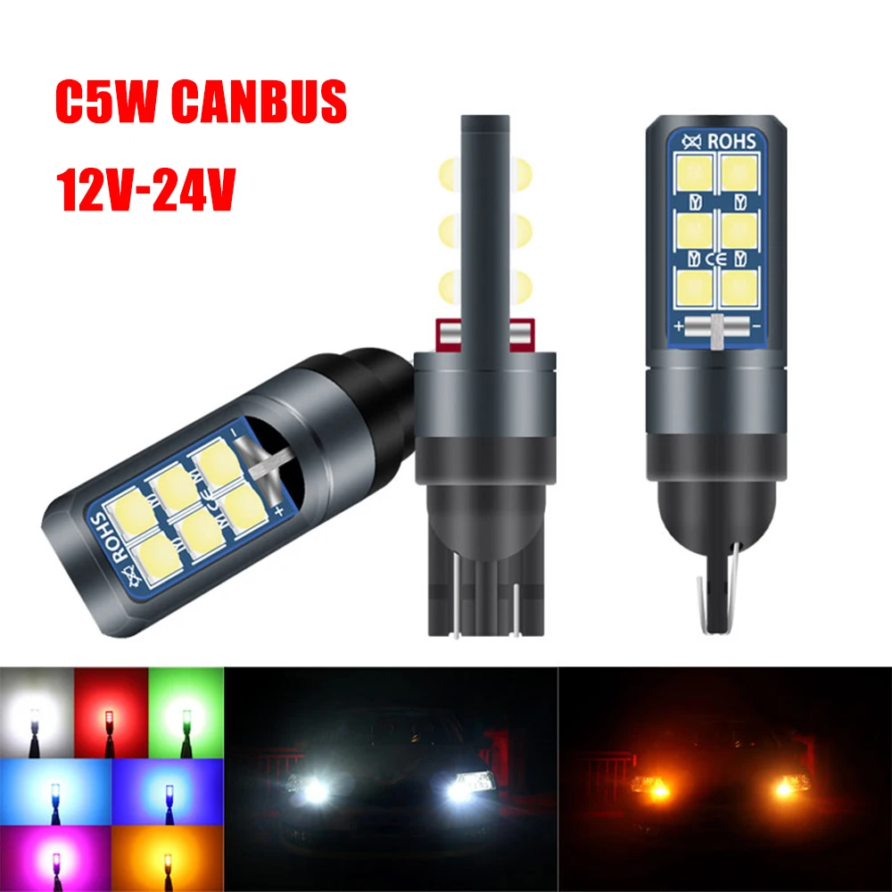 

2x W5W T10 LED CANBUS No Error 5W5 12V 24V Super Bright Car Interior Side Light 194 3030 SMD Auto Bulb White Amber Red ice blue