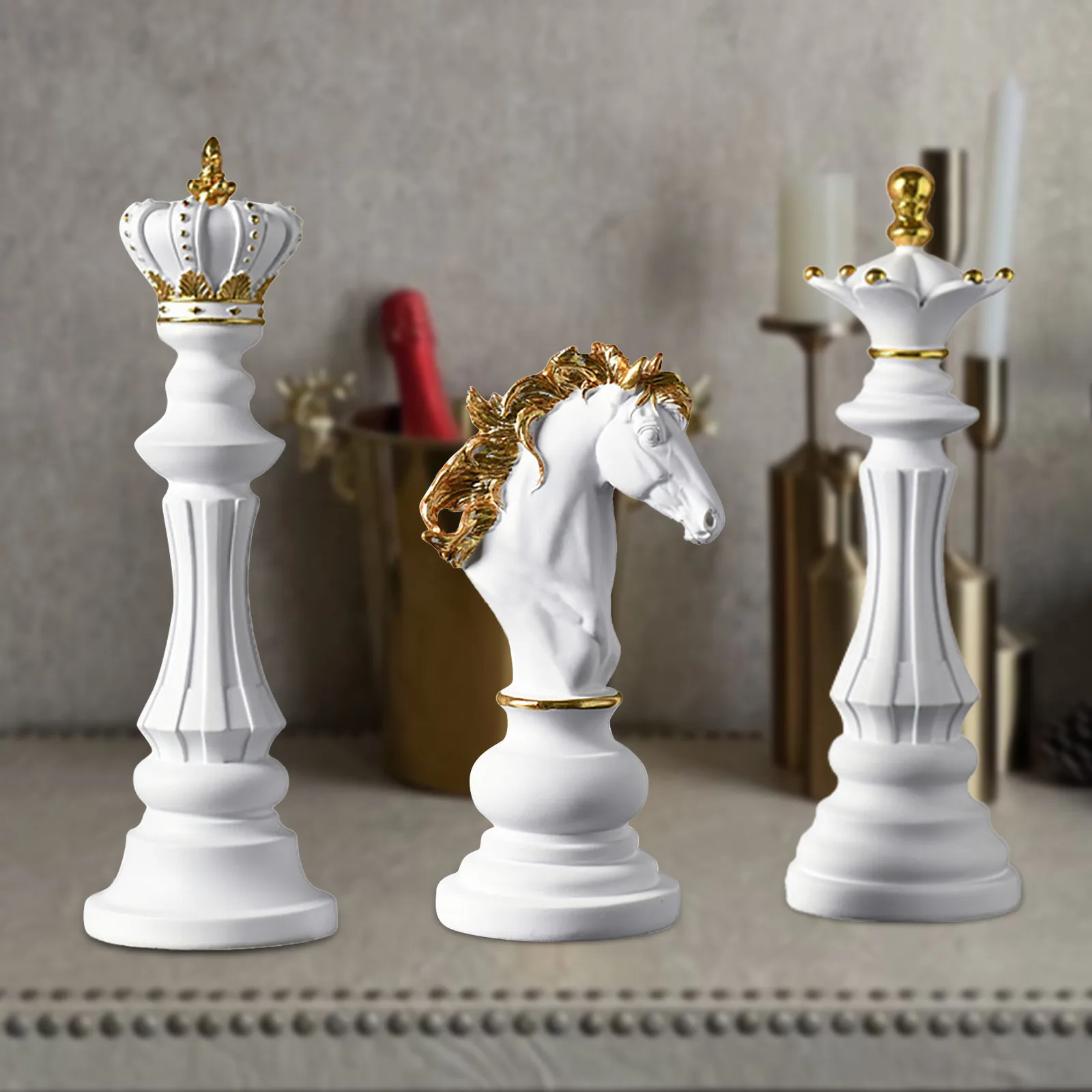 

Шахматы Kinges королева рыцарь статуя скульптура предметы декора семейный дом Декор международные Шахматные фигурки Ретро домашний Dec
