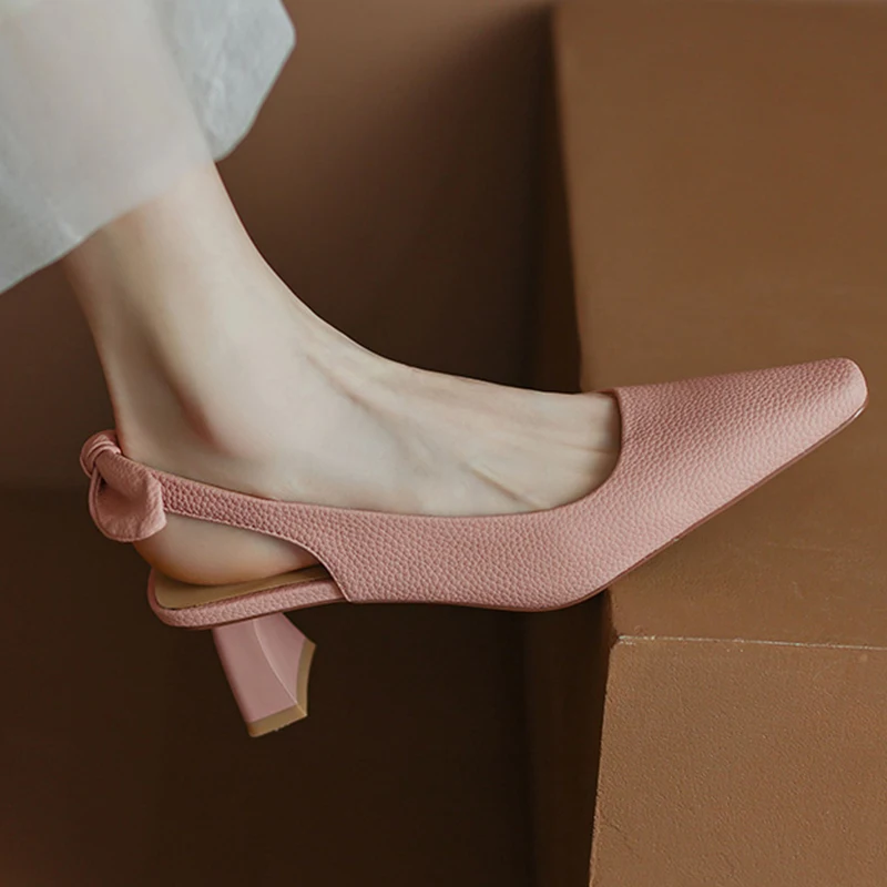 

Sandals 2022 New Women High Heels Shoes Summer Bow Chunky Mules Shoes Sexy Pumps Designer Ladies Shoes Slippers Wedding Zapatos