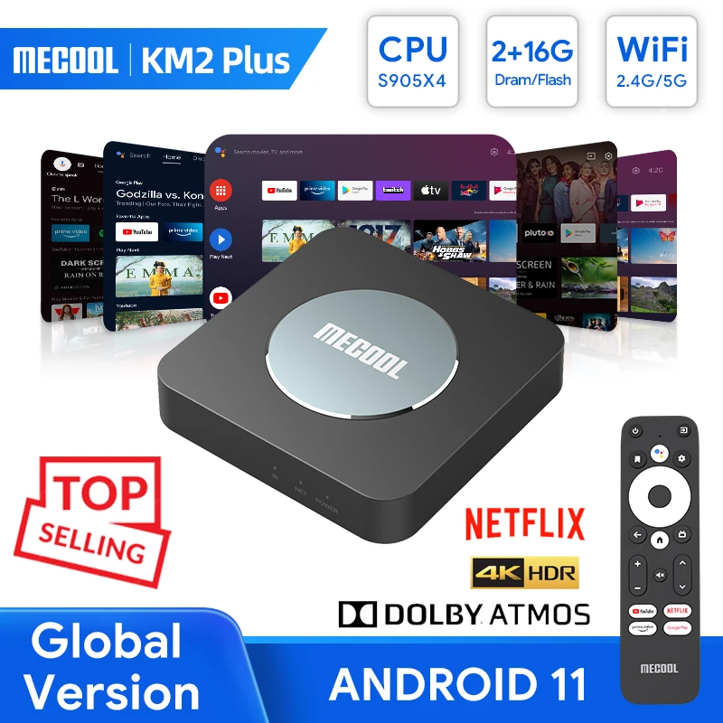 MECOOL  Android TV Box KM2 Plus 4K Amlogic S905X4 2G DDR4 Ethernet WiFi Multi-streamer HDR 0 TVBOX Home Media Player Set Top Box