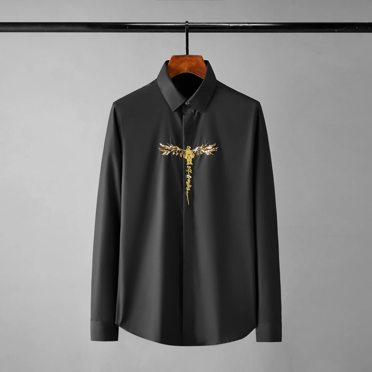 

Высококачественные мужские рубашки с вышивкой орла, Повседневная рубашка с длинными рукавами, деловые вечерние рубашки-смокинги, одежда дл...