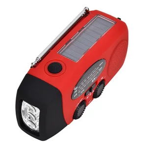 1200mah hand crank solar powered amfmnoaa radio charger emergency led flashlight fm8db am 86db power bank for cell phone red free global shipping