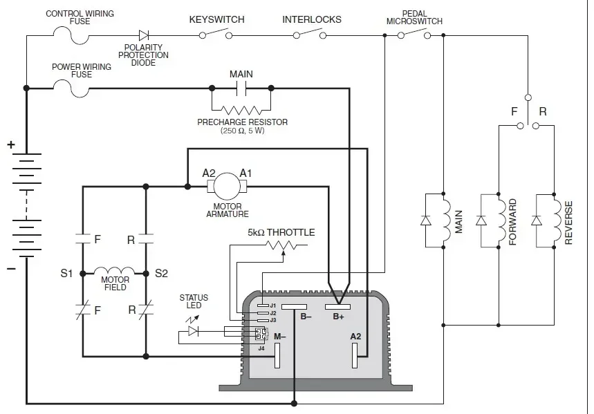 Адаптирован к регулятору возбужденного двигателя серии Curtis 36/48 В 500A 1205M-5601/1205M-5603