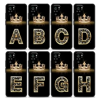 fashion diamond crown letter a m phone case for redmi 10 9 9a 9c 9i k20 k30 k40 plus note 10 11 pro soft silicone