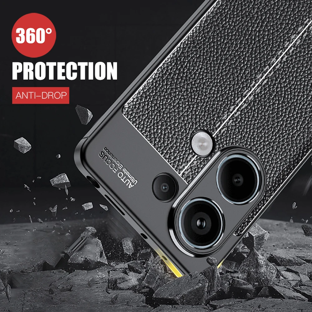 Чехол для Xiaomi Redmi Note 13 Pro 4G с узором Личи кожаный мягкий чехол из ТПУ NOTE13