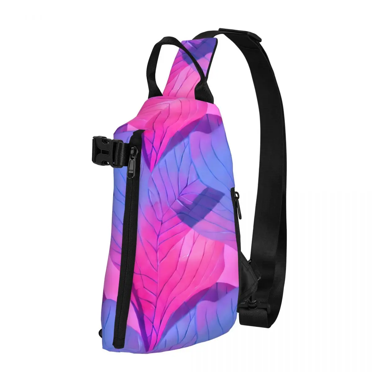 

Красивые сумки через плечо с листьями, розовая и фиолетовая кавайная нагрудная сумка унисекс, спортивная сумка-слинг для телефона, маленькие сумки