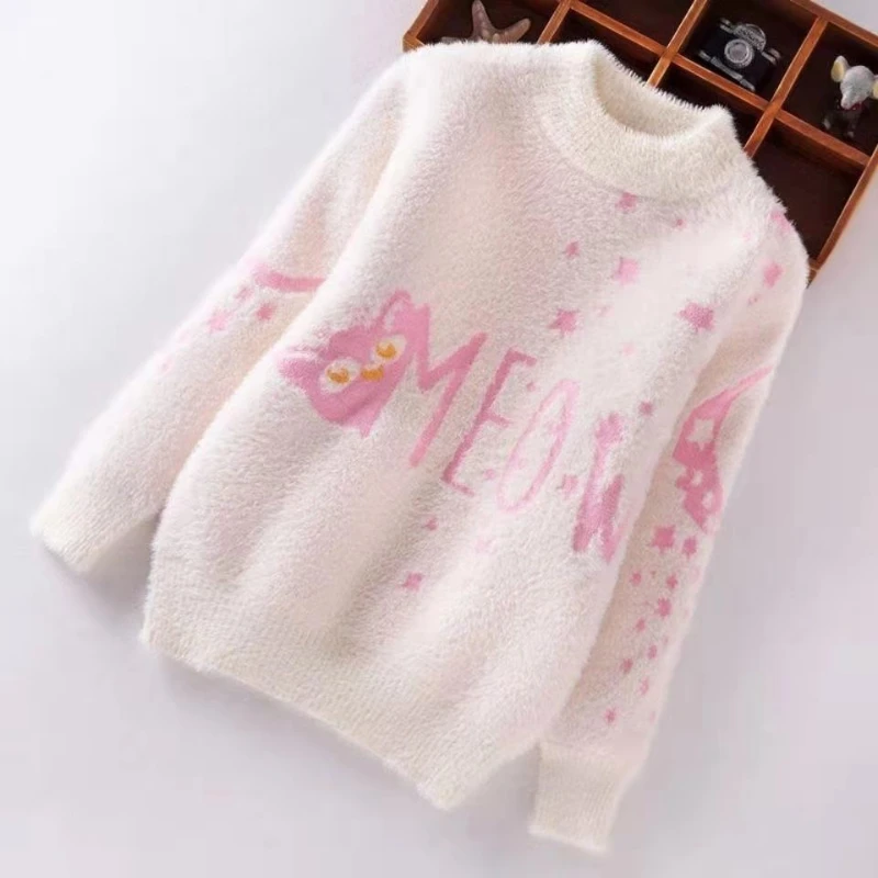 

2023 New Sweater for Kids Winter Clothes Girls Sweaters Thicken Pullover Warm Children Outwear Autumn and Winter Children Girls
