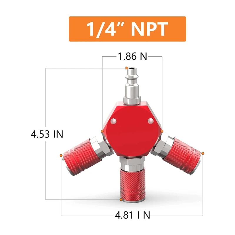 3-ходовой 1 5-дюймовый NPT алюминиевый шестигранный воздушный коллектор с 3 шт.