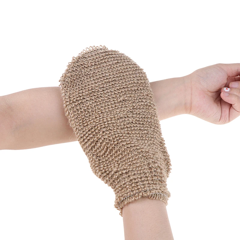 

1 шт., отшелушивающая пеньковая перчатка, прихватка для удаления огрубевшей кожи, Глубокая очистка и бодрствование вашей кожи с двух сторон