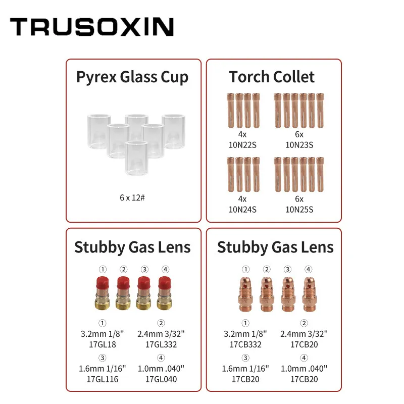 41 шт./лот насадка для сварочной горелки TIG кольцевая крышка газовая линза