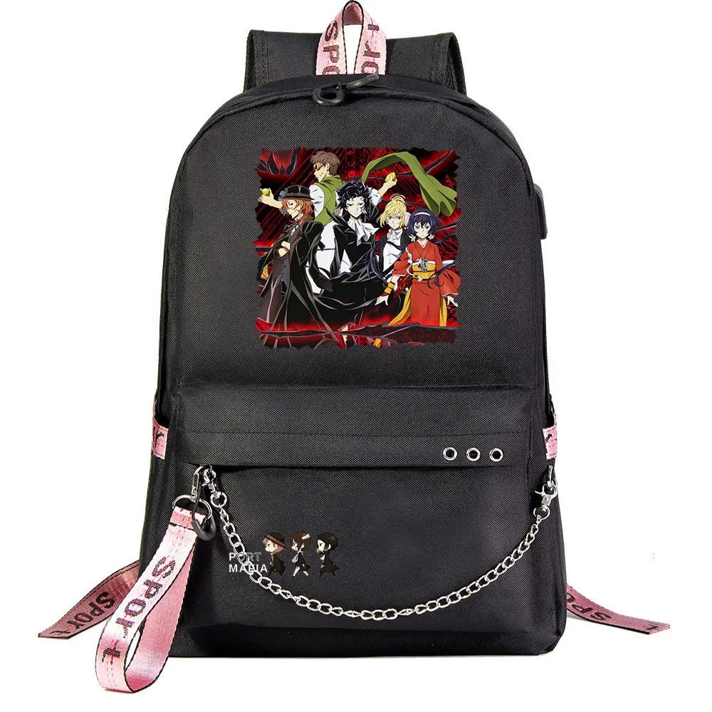Аниме Bungo Stray Dogs Dazai Osamu USB Рюкзак Школьные сумки для книг Вентиляторы Дорожные