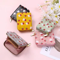 women cute cartoon wallet short small zipper green brand designed pu leather coin purse female card holder wallet free shipping