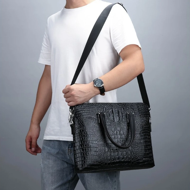 

Crocodile Pattern Leather Man/Women Briefcases 14 Laptop Bag Bussiness Computer Handbag Trending Product porte-document