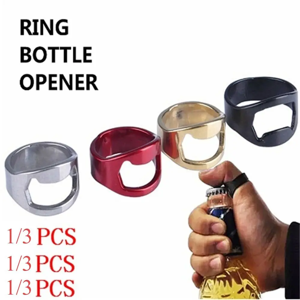 

1/3PCS Portable Bar Supplies Stainless Steel Unique Beer Bottles Opener Finger Ring Openers Kitchen Tool Gadgets