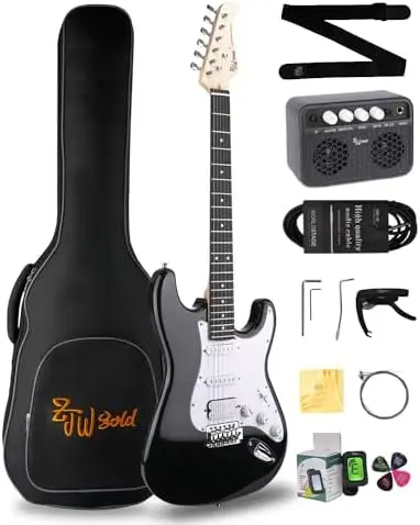 

39inch Electric Guitar Solid Body , Full Size Electric Guitar Beginner Kit for , Adults with Gig Bag, Amplifier, Amp Cable, Mic