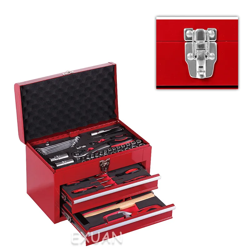 

74-Piece Tool Set/Small Tool Cabinet/Socket, Portable Ratchet Wrench/Household Repair Tool Combination/Car Repair
