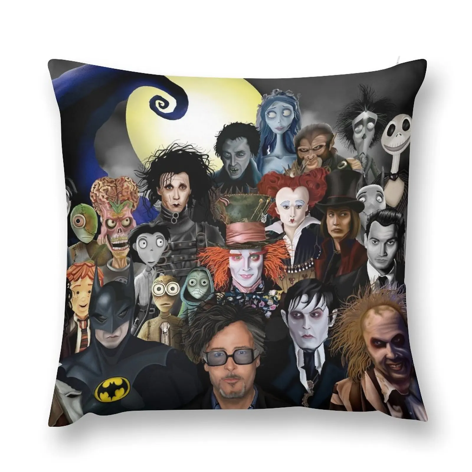 Классическая диванная подушка Tim Бертон клетчатая