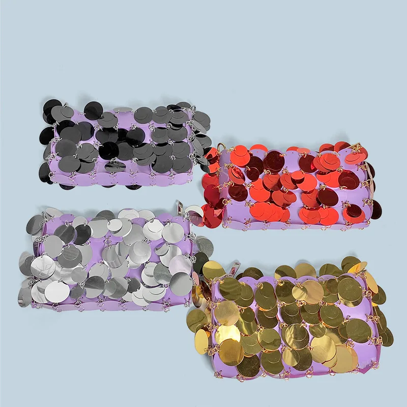 Женская модная горизонтальная квадратная сумка блестящая через плечо с цепочкой