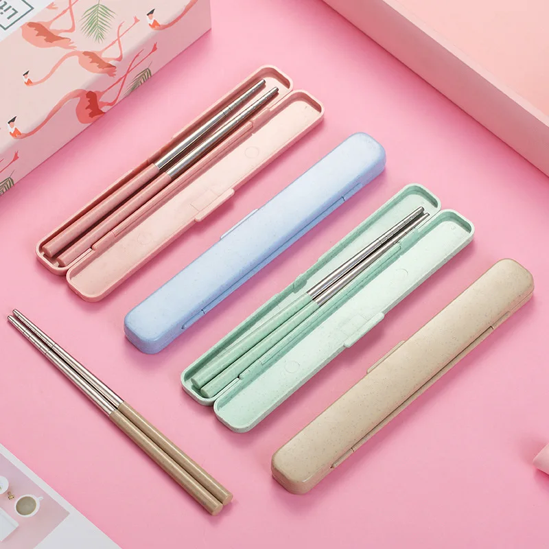 

2 Set Chinese Metal Chopsticks 304 Stainless Steel Chopsticks Portable Travel Chop Stick Reusable Food Sticks for Sushi Hashi