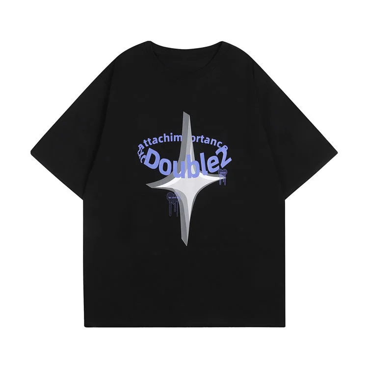 

Футболка с трехмерным принтом алфавита, свободная уличная брендовая футболка из чистого хлопка с коротким рукавом