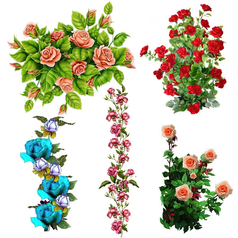 

QCF213 Beautiful Rose Branches Wall Sticker Art For Home Decoration