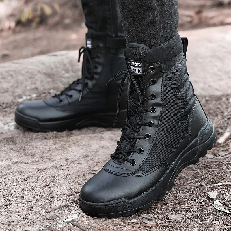 Black Men Hiking Boots Military Lightweight Tactical Boots Men Special Force Desert Combat Army Boots Outdoor Men Trekking Shoes