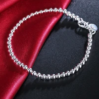4mm bead chain bracelet for women 925 stamp designer silver gold color luxury jewelry accessories free shipping jewellery