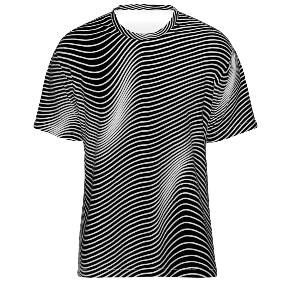 

2021 Men's Optical Illusion Graphic Plus Size T-Shirt Print Daily Long Sleeve Tops Exaggerated Around Neck Rainbow Streetwear