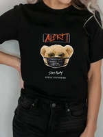 womens t shirts mask sunglasses bear graphic print clothes top round neck short sleeves summer tshirt funny t shirt female tops