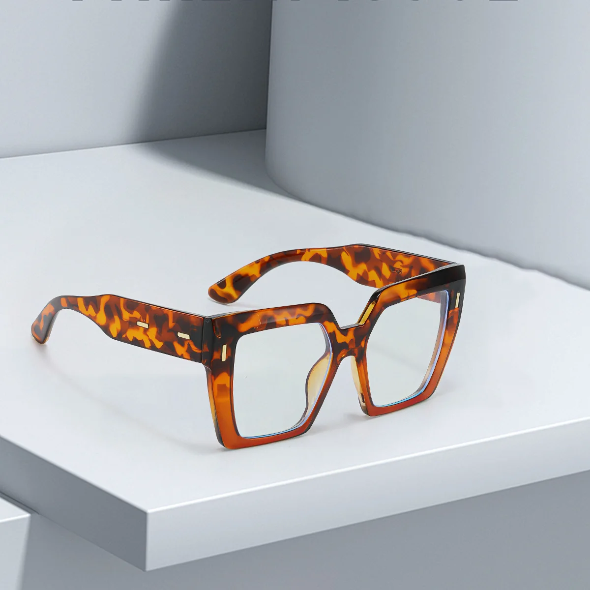 Простые очки с блокировкой синего света. Черные квадратной формы. Синяя линия и