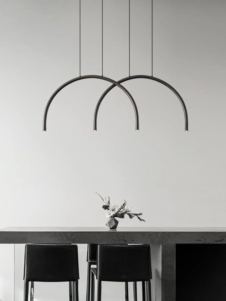 

Minimalist Semicircular Copper Ring Pendant Lights Lamparas Colgantes Para Techo Simple Lustre LED Hanging Lamps For Home